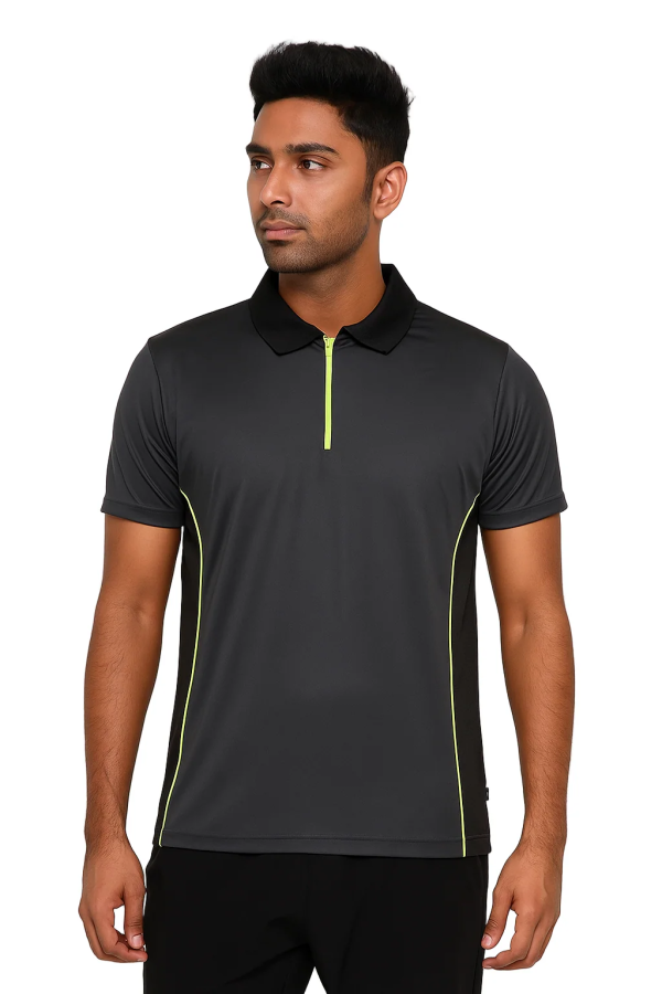 zipman dry fit polo with zipper