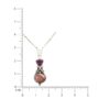 92.5 sterling silver designer necklace adorn with a designer pendant with two purple & peach colored studded amethyst & rhodochrosite natural gemstones