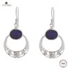 92.5 sterling silver stylish & elegant designer earrings studded with natural iolite gemstones