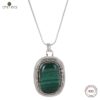92.5 sterling silver designer necklace adorned with a designer pendant coloured studded natural malachite gemstones ii gift for her ii