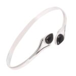 92.5 sterling silver bangle bracelet with elegantly designed natural black onyx gemstones aesthetically crafted on either ends of the bangle perfect for both women & girls