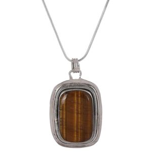 92.5 sterling silver designer necklace adorned with a designer pendant colored studded natural tiger eye gemstones
