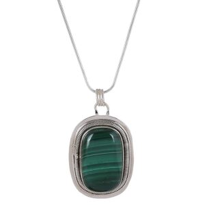 92.5 sterling silver designer necklace adorned with a designer pendant coloured studded natural malachite gemstones ii gift for her ii