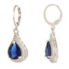silver plated blue stone studded with crystals earrings for women & girls