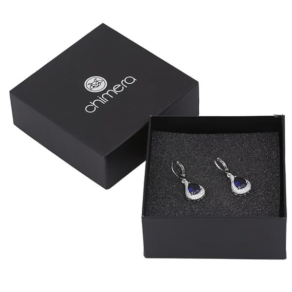 silver plated blue stone studded with crystals earrings for women & girls