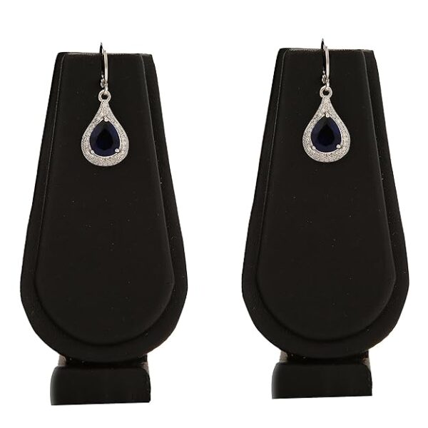 silver plated blue stone studded with crystals earrings for women & girls