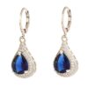 silver plated blue stone studded with crystals earrings for women & girls