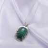 92.5 sterling silver designer necklace adorned with a designer pendant coloured studded natural malachite gemstones ii gift for her ii